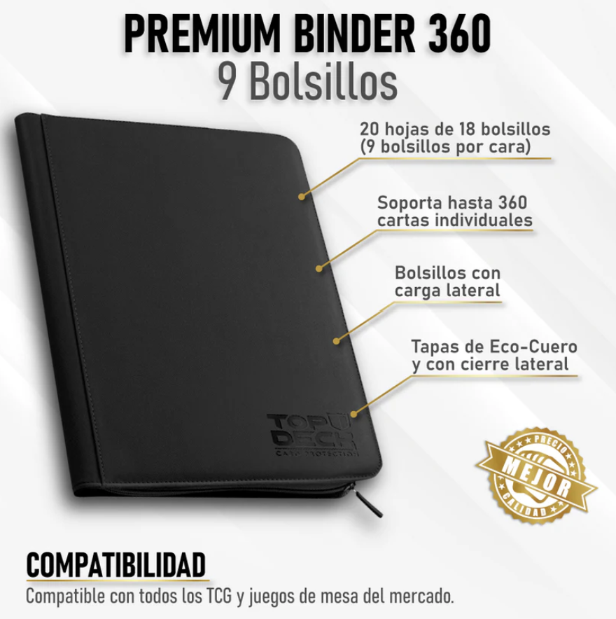 Carpeta Top Deck Premium Binder 360 color Negro