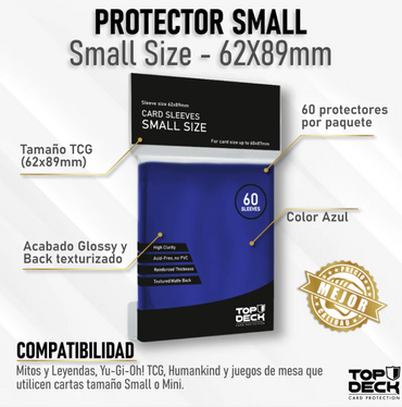 Protector Small 62x89mm color Azul "Top Deck"