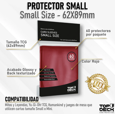 Protector Small 62x89mm color Rojo "Top Deck"