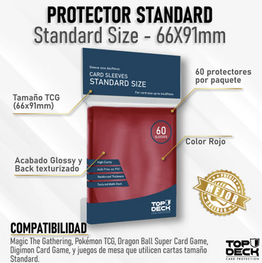 Protector Standard 66x91mm color Rojo "Top Deck"